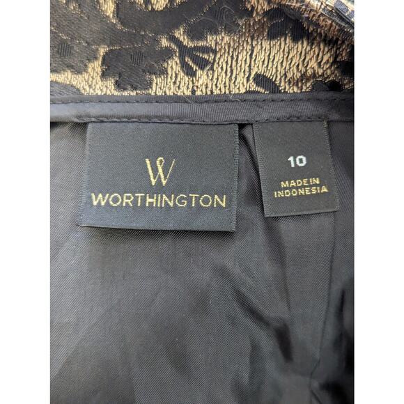 NWOT! WORTHINGTON! TAPESTRY WOVEN BLACK, GOLD "NUDE" SKIRT! SZ 10 - Picture 3 of 7